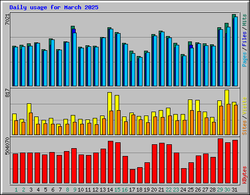 Daily usage for March 2025