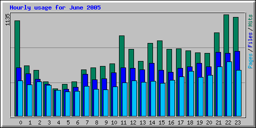 Hourly usage for June 2005